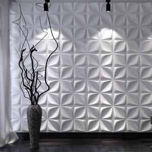 imageArt3d Navy Blue 3D Wall Panel PVC Flower Design Cover 3 Sq Meter for Interior Wall Decor in Living Room Bedroom Lobby Office Shopping MallWhite