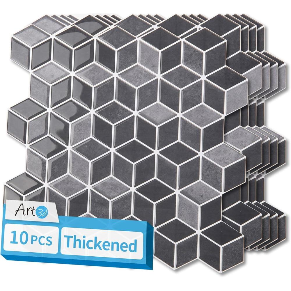 imageArt3d 10Sheet Peel and Stick Backsplash Tiles 12x12 Inch SelfAdhesive 3D Wall Tiles for Kitchen Bathroom Countertop  Thickened Waterproof Design Light BrownGraphite Gray