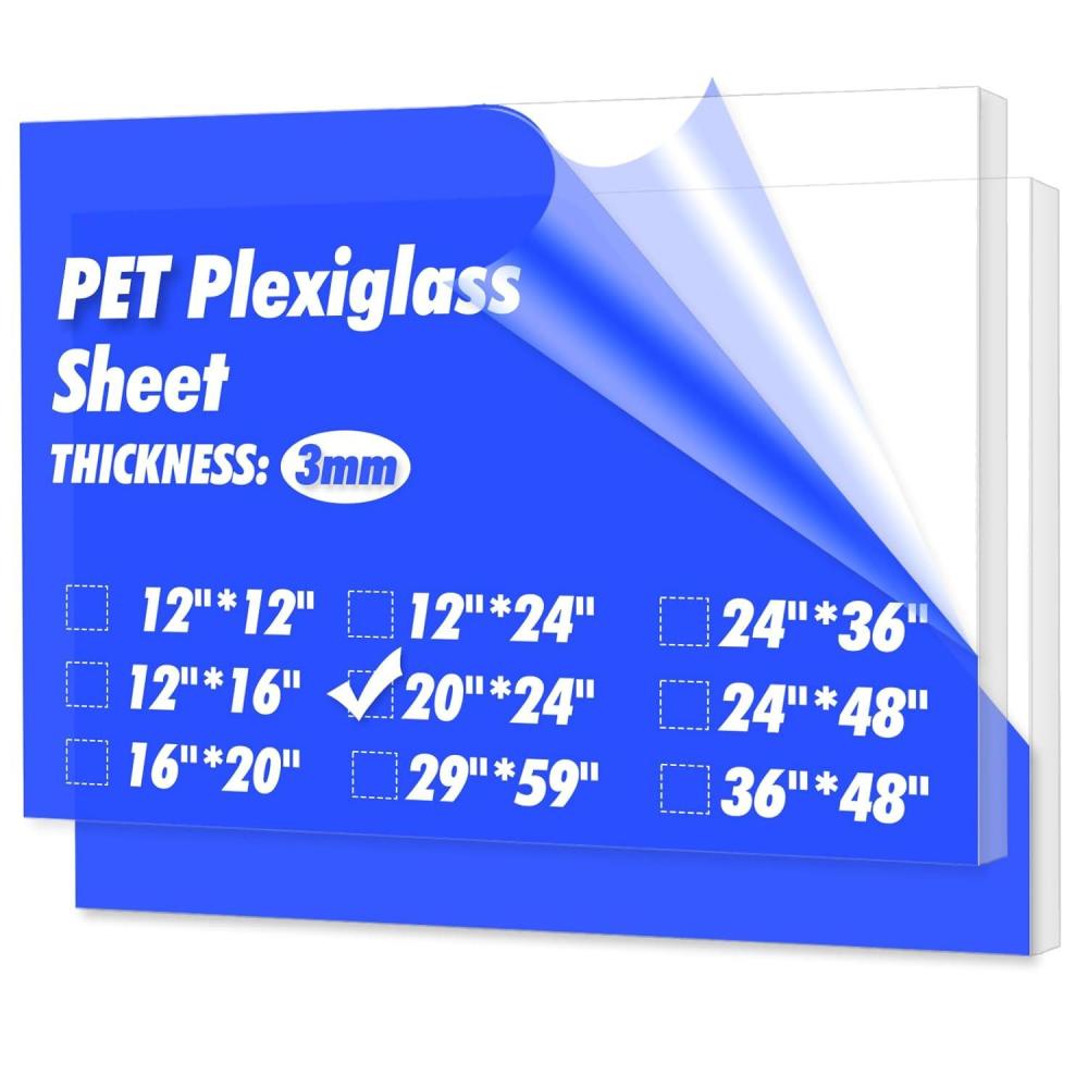 imageArt3d 2 Pack 18quot Thick Plexiglass Sheets  36quot x 24quot PET Clear Acrylic Sheets for Art Design Craft Projects Signs DIY in Home Wedding Festival Party Office and More20 x 24  3mm Thick