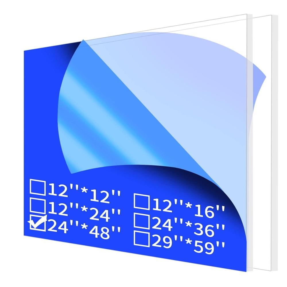 imageArt3d 2 Pack 18quot Thick Plexiglass Sheets  36quot x 24quot PET Clear Acrylic Sheets for Art Design Craft Projects Signs DIY in Home Wedding Festival Party Office and More24 x 48  3mm Thick