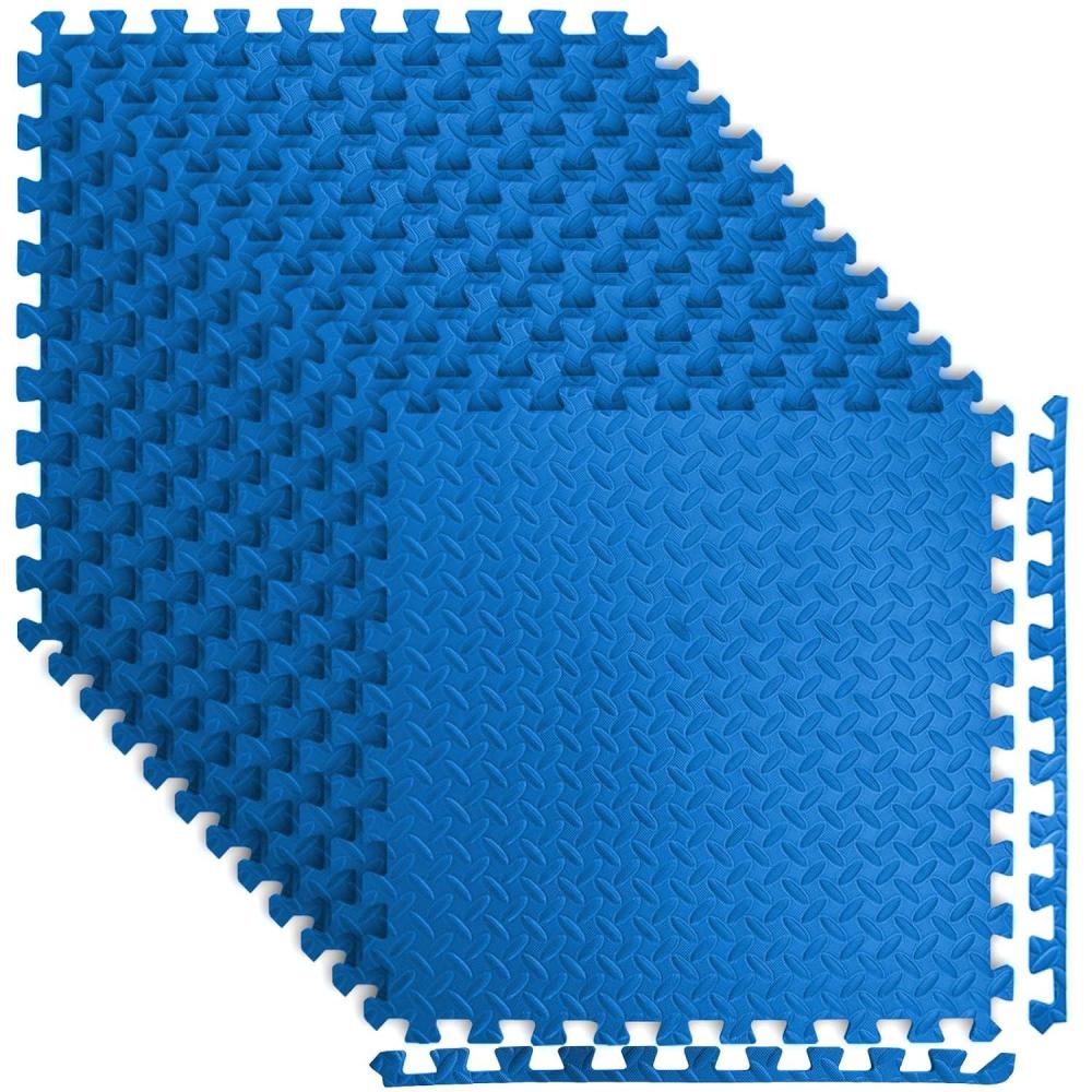 imageArt3d 48 SqFt Eva Puzzle Exercise Mats 24quotx24quot x 12quot Thick Foam Interlocking Tiles for Flooring Workout Gym Equipments Pack of 12Blue  12 Tiles  48 Sq Ft  12 Inch