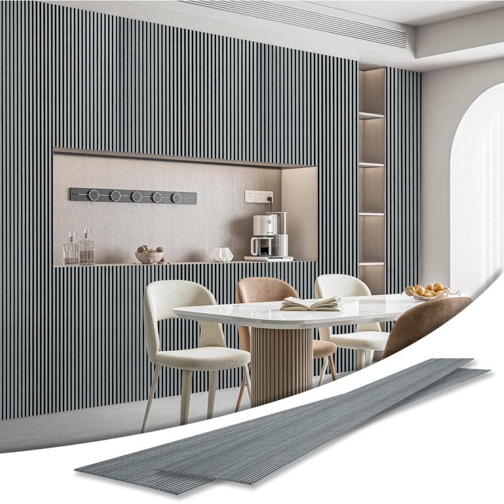 imageArt3d 4Pack GlueOn Herringbone Wainscoting Panel for Interior Wall Decor  104 x 12 Inch Polystyrene Ultralight Slim Slat Wall Panels for Living Room Bedroom MahoganyWeathered Teak