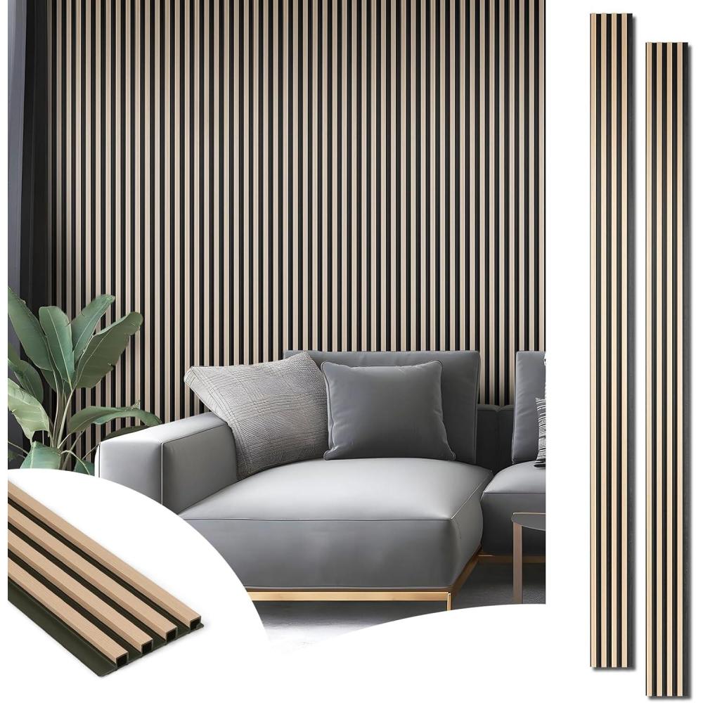imageArt3d 8Pack WPC Wood Slat Wall Panel for Interior Dcor 3D Wood Fluted Acoustic Wall Paneling for Living Room Bedroom Home ampamp Office Accent Decor  96 x 6 Inch WalnutOak