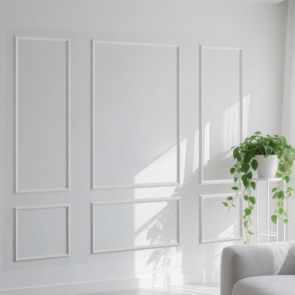 imageArt3d PreCut Wall Molding Kit Set of 6 Pcs 3 Top  3 Bottom Easy GlueOn Installation Wainscoting Panels for Indoor Decoration Living Room Bedroom Off WhiteOff White