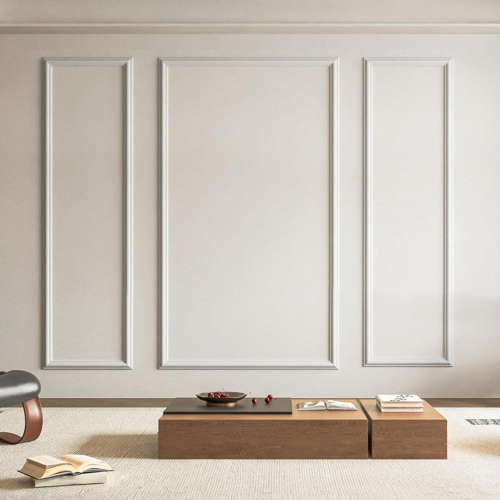 imageArt3d PreCut Wall Molding Set of 6 pcs ReadytoAssemble Wainscoting Panels for Interior Wall Dcor Living Room Bedroom Accent Wall  Installed with Glue 3 Top 3 BottomWhite Style 3