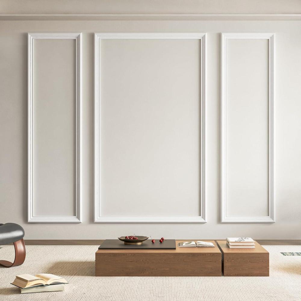 imageArt3d PreCut Wall Molding Set of 6 pcs ReadytoAssemble Wainscoting Panels for Interior Wall Dcor Living Room Bedroom Accent Wall  Installed with Glue 3 Top 3 BottomWhite Style 4