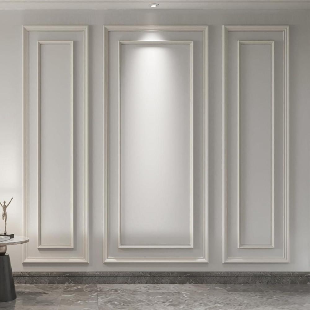 imageArt3d Premade Bilinear Frame Accent Molding Set PreCut Decorative Wainscoting Panel for Home Dcor ReadytoAssemble GlueOn Wall Trim for Living Room Bedroom Corridor 3 Whole Bilinear FrameWhite  Style 2
