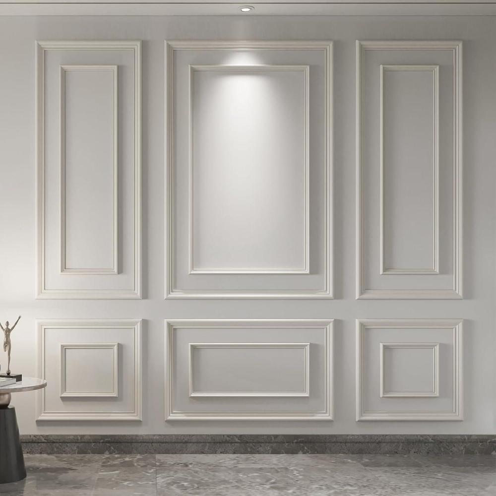 imageArt3d Premade Bilinear Frame Accent Molding Set PreCut Decorative Wainscoting Panel for Home Dcor ReadytoAssemble GlueOn Wall Trim for Living Room Bedroom Corridor 3 Whole Bilinear FrameWhite  Style 1
