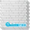 imageArt3d 10Sheet HeavyDuty Peel and Stick Backsplash Waterproof Wall Tiles Stick on Kitchen Backsplash Living Space Beige ampamp WhiteWhite with Gray Grout