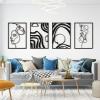 imageArt3d Black Metal Wall art 4 Pieces Wall Decor for Living Room Bedroom Hallway Hotel Natural Mountain Pattern Wall Art Style Line Art Wall DcorBlack