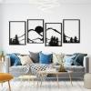 imageArt3d Black Metal Wall art 4 Pieces Wall Decor for Living Room Bedroom Hallway Hotel Natural Mountain Pattern Wall Art Style Line Art Wall DcorBlackMountain