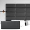 imageArt3d Peel and Stick Headboard for King Full and Queen in Velvet Smoky Gray Pack of 12 Panels Sized 984quot x 2362quot Soundproof Wall Panels 3D Upholstered Wall PanelBlack
