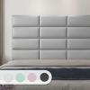 imageArt3d Peel and Stick Headboard for King Full and Queen in Velvet Smoky Gray Pack of 12 Panels Sized 984quot x 2362quot Soundproof Wall Panels 3D Upholstered Wall PanelGray