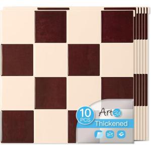 imageArt3d 10Pack HeavyDuty Peel and Stick Backsplash 12x12 Inch SelfAdhesive Wall Tile Stick on Kitchen Countertop Beige and WhiteRedbrown and Warm White
