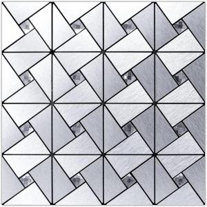 imageArt3d 10Sheet Peel and Stick Backsplash Metal Mosaic Tiles for Kitchen Wall Decor Stick on Aluminum Composite Tiles Stikers Silver Windmill Puzzle Glass Mixed