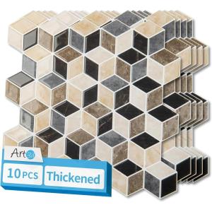 imageArt3d 10Sheet Peel and Stick Backsplash Tiles 12x12 Inch SelfAdhesive 3D Wall Tiles for Kitchen Bathroom Countertop  Thickened Waterproof Design Light BrownEspresso Brown