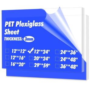 imageArt3d 2 Pack 18quot Thick Plexiglass Sheets  36quot x 24quot PET Clear Acrylic Sheets for Art Design Craft Projects Signs DIY in Home Wedding Festival Party Office and More12 x 24  3mm Thick