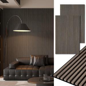 imageArt3d 2Pack 48quot x 24quot Acoustic Wood Panels for Wall Soundproof Wood Slat Panel for Wall and Ceiling 3D Fluted Sound Absorbing Paneling for Interior Wall Decor Living Room Bedroom  BlackwoodAmerican Walnut