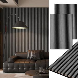 imageArt3d 2Pack 48quot x 24quot Acoustic Wood Panels for Wall Soundproof Wood Slat Panel for Wall and Ceiling 3D Fluted Sound Absorbing Paneling for Interior Wall Decor Living Room Bedroom  BlackwoodSmoky Oak