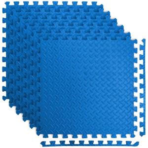 imageArt3d 48 SqFt Eva Puzzle Exercise Mats 24quotx24quot x 12quot Thick Foam Interlocking Tiles for Flooring Workout Gym Equipments Pack of 12Blue  6 Tiles  24 Sq Ft  12 Inch