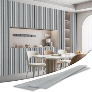 imageArt3d 4Pack GlueOn Herringbone Wainscoting Panel for Interior Wall Decor  104 x 12 Inch Polystyrene Ultralight Slim Slat Wall Panels for Living Room Bedroom MahoganyPoplar