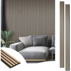 imageArt3d 8Pack WPC Wood Slat Wall Panel for Interior Dcor 3D Wood Fluted Acoustic Wall Paneling for Living Room Bedroom Home ampamp Office Accent Decor  96 x 6 Inch WalnutOak