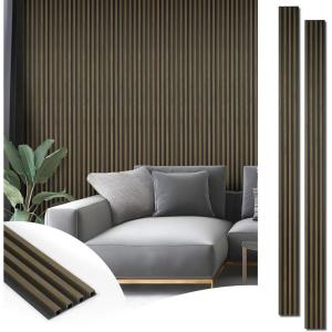 imageArt3d 8Pack WPC Wood Slat Wall Panel for Interior Dcor 3D Wood Fluted Acoustic Wall Paneling for Living Room Bedroom Home ampamp Office Accent Decor  96 x 6 Inch WalnutEbony