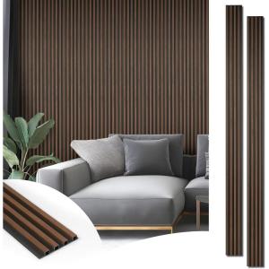 imageArt3d 8Pack WPC Wood Slat Wall Panel for Interior Dcor 3D Wood Fluted Acoustic Wall Paneling for Living Room Bedroom Home ampamp Office Accent Decor  96 x 6 Inch WalnutWalnut