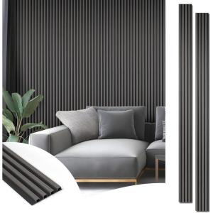 imageArt3d 8Pack WPC Wood Slat Wall Panel for Interior Dcor 3D Wood Fluted Acoustic Wall Paneling for Living Room Bedroom Home ampamp Office Accent Decor  96 x 6 Inch WalnutGray