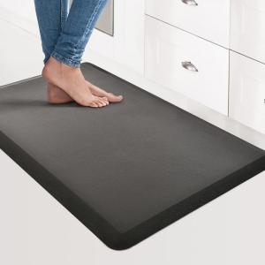 imageArt3d Anti Fatigue Mat  12 Inch Cushioned Kitchen Mat Comfort ampamp Non Slip Cushion for Standing Desk Office or Garage Floor 173quotx28quot BlackBlack