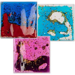 imageArt3d Hexagon Sensory Fidget Liquid Motion Tiles for Kids Toddler Teens  Interactive Soft Gel Liquid Play Mats for Home Schools Playrooms MultiPack of 3 TilesMulticoloured  Style 1