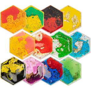 imageArt3d Hexagon Sensory Fidget Liquid Motion Tiles for Kids Toddler Teens  Interactive Soft Gel Liquid Play Mats for Home Schools Playrooms MultiPack of 3 TilesMulticoloured  Style 6