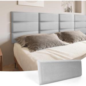 imageArt3d Peel and Stick Headboard for King Full and Queen in Velvet Smoky Gray Pack of 12 Panels Sized 984quot x 2362quot Soundproof Wall Panels 3D Upholstered Wall PanelVelvet Stone