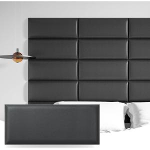 imageArt3d Peel and Stick Headboard for King Full and Queen in Velvet Smoky Gray Pack of 12 Panels Sized 984quot x 2362quot Soundproof Wall Panels 3D Upholstered Wall PanelBlack