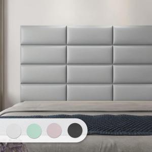 imageArt3d Peel and Stick Headboard for King Full and Queen in Velvet Smoky Gray Pack of 12 Panels Sized 984quot x 2362quot Soundproof Wall Panels 3D Upholstered Wall PanelGray