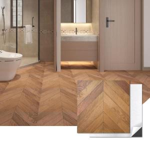 imageArt3d Peel and Stick Vinyl Floor Tiles 30Pack 12 x 12 inch Self Adhesive Waterproof Flooring Wood Planks for Kitchen Dining Room Bedrooms Cover 30 Sq Ft Light Brown AshHerringbone  Brown
