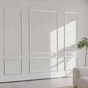 imageArt3d PreCut Wall Molding Kit Set of 6 Pcs 3 Top  3 Bottom Easy GlueOn Installation Wainscoting Panels for Indoor Decoration Living Room Bedroom Off WhiteSnow White