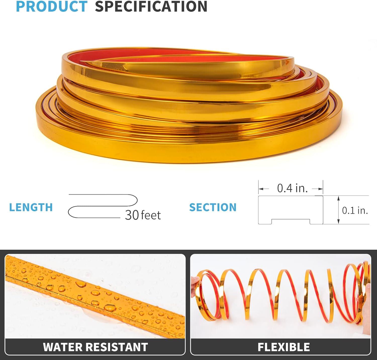 imageArt3d 10 Ft Peel and Stick Flexible Vinyl Molding Trim for Wall Tile Edges Kitchen backsplash Mirrior Frame in Rose GoldRose Gold