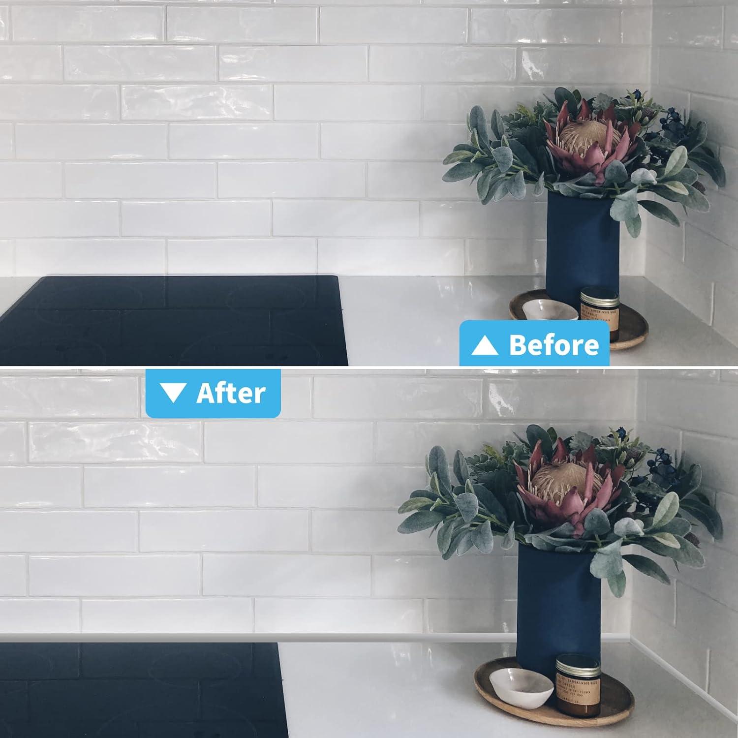imageArt3d 10 Ft Peel and Stick Flexible Vinyl Molding Trim for Wall Tile Edges Kitchen backsplash Mirrior Frame in Rose GoldWhite
