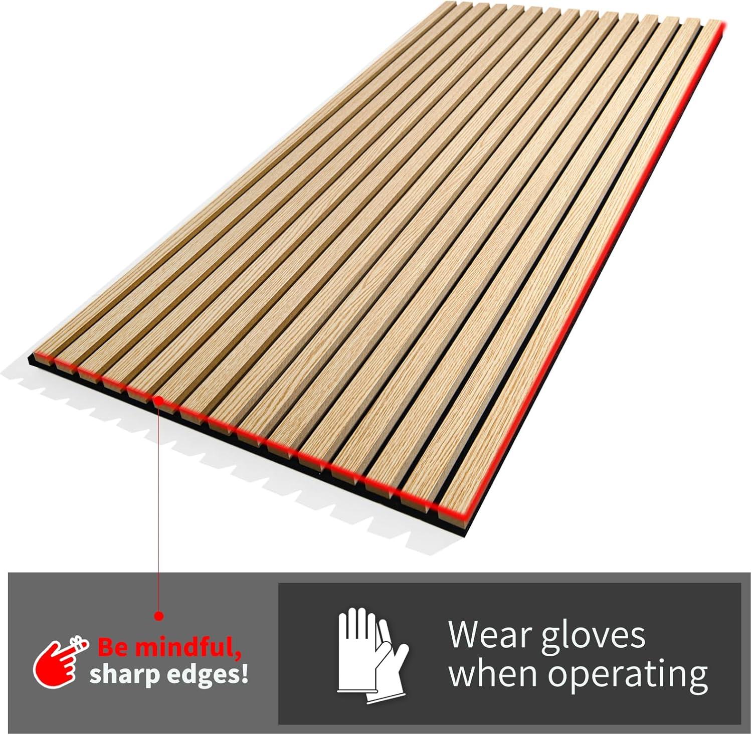 imageArt3d 4Pack 945 x 79 inch Acoustic Wood Slat Wall Panels for Interior Decor 3D Fluted Sound Absorbing Wood Paneling for Accent Wall Ceiling Kitchen Living Room Bedroom Office Warm TeakMatte Black