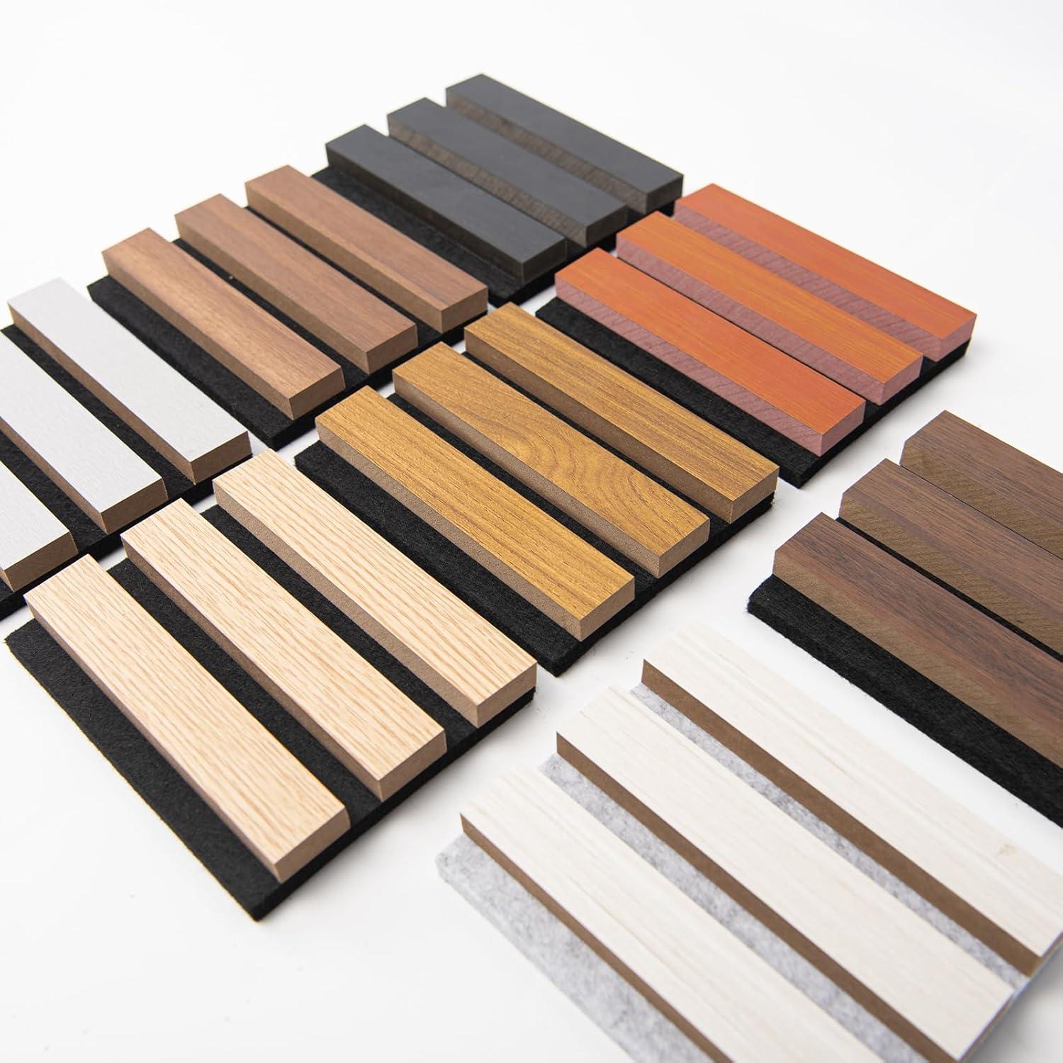 imageArt3d 4Pack 945 x 79 inch Acoustic Wood Slat Wall Panels for Interior Decor 3D Fluted Sound Absorbing Wood Paneling for Accent Wall Ceiling Kitchen Living Room Bedroom Office Warm TeakSamples Pack