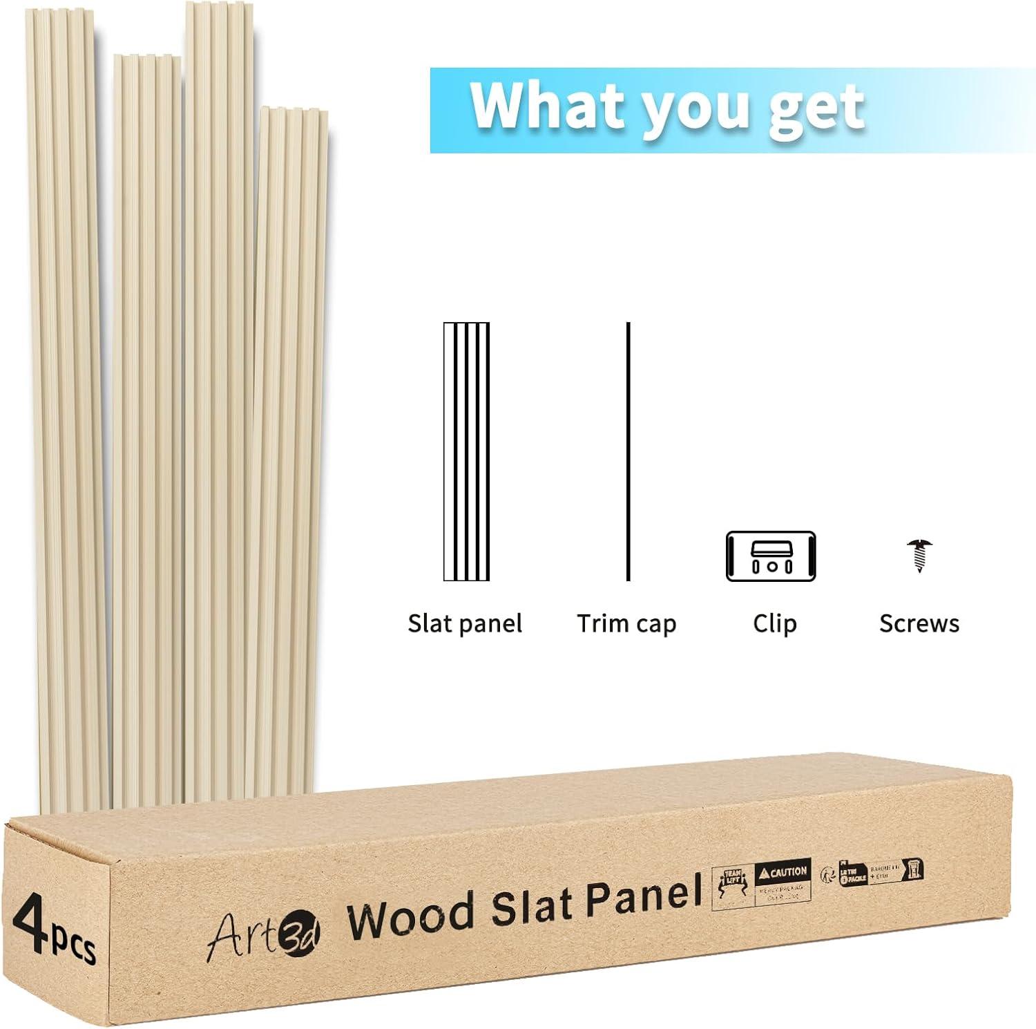 imageArt3d Slat Wood Wall Paneling for Interior and Ceiling Decoration  Pack of 4pcs  1pc EndTrim Size 108 x 57in OakAshtree