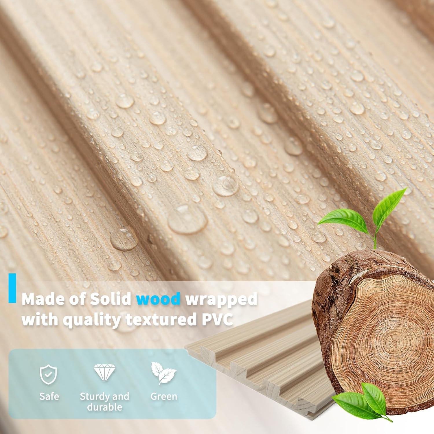 imageArt3d Slat Wood Wall Paneling for Interior and Ceiling Decoration  Pack of 4pcs  1pc EndTrim Size 108 x 57in OakAshtree
