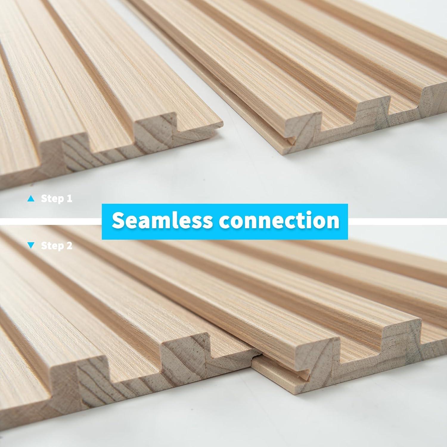imageArt3d Slat Wood Wall Paneling for Interior and Ceiling Decoration  Pack of 4pcs  1pc EndTrim Size 108 x 57in OakAshtree