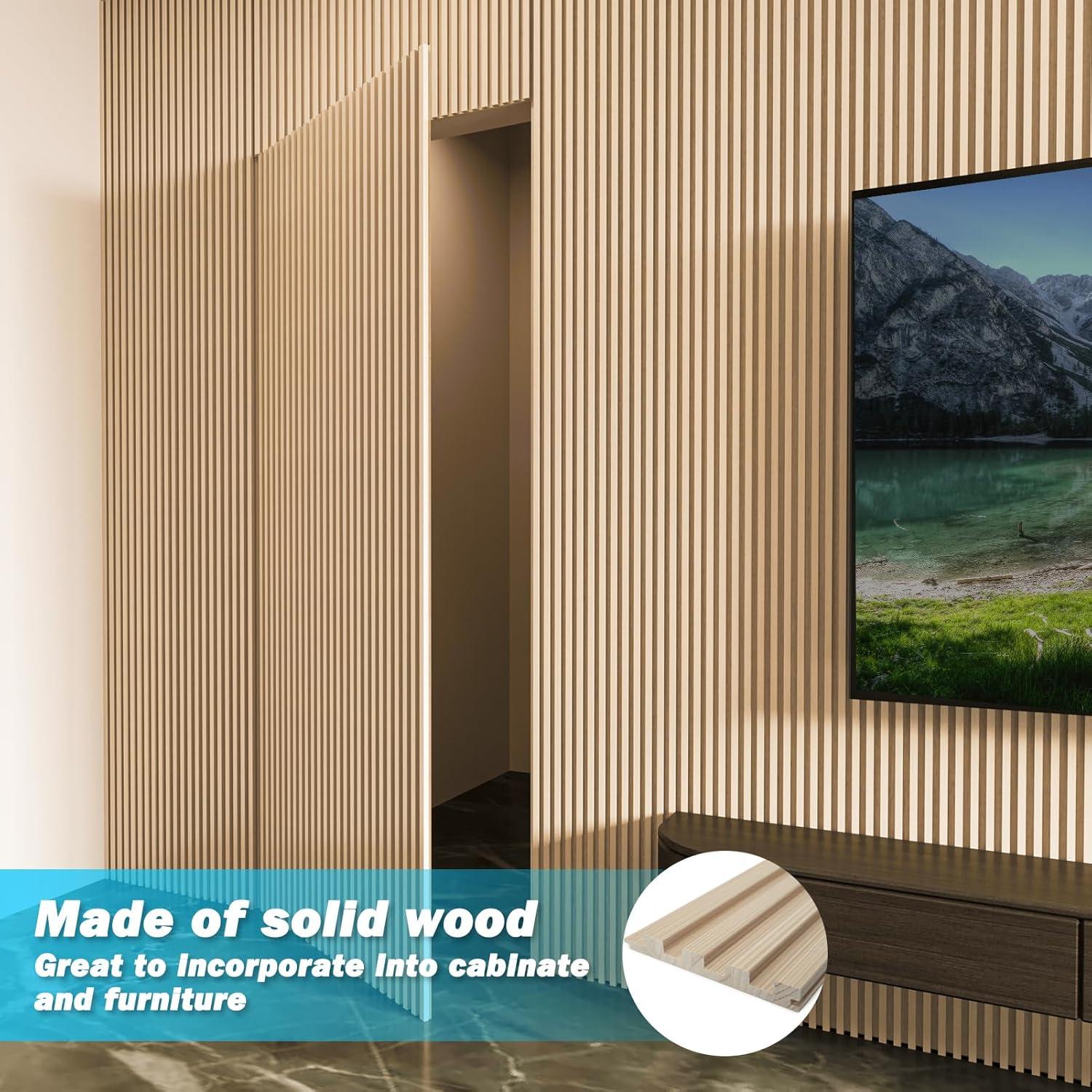 imageArt3d Slat Wood Wall Paneling for Interior and Ceiling Decoration  Pack of 4pcs  1pc EndTrim Size 108 x 57in OakAshtree