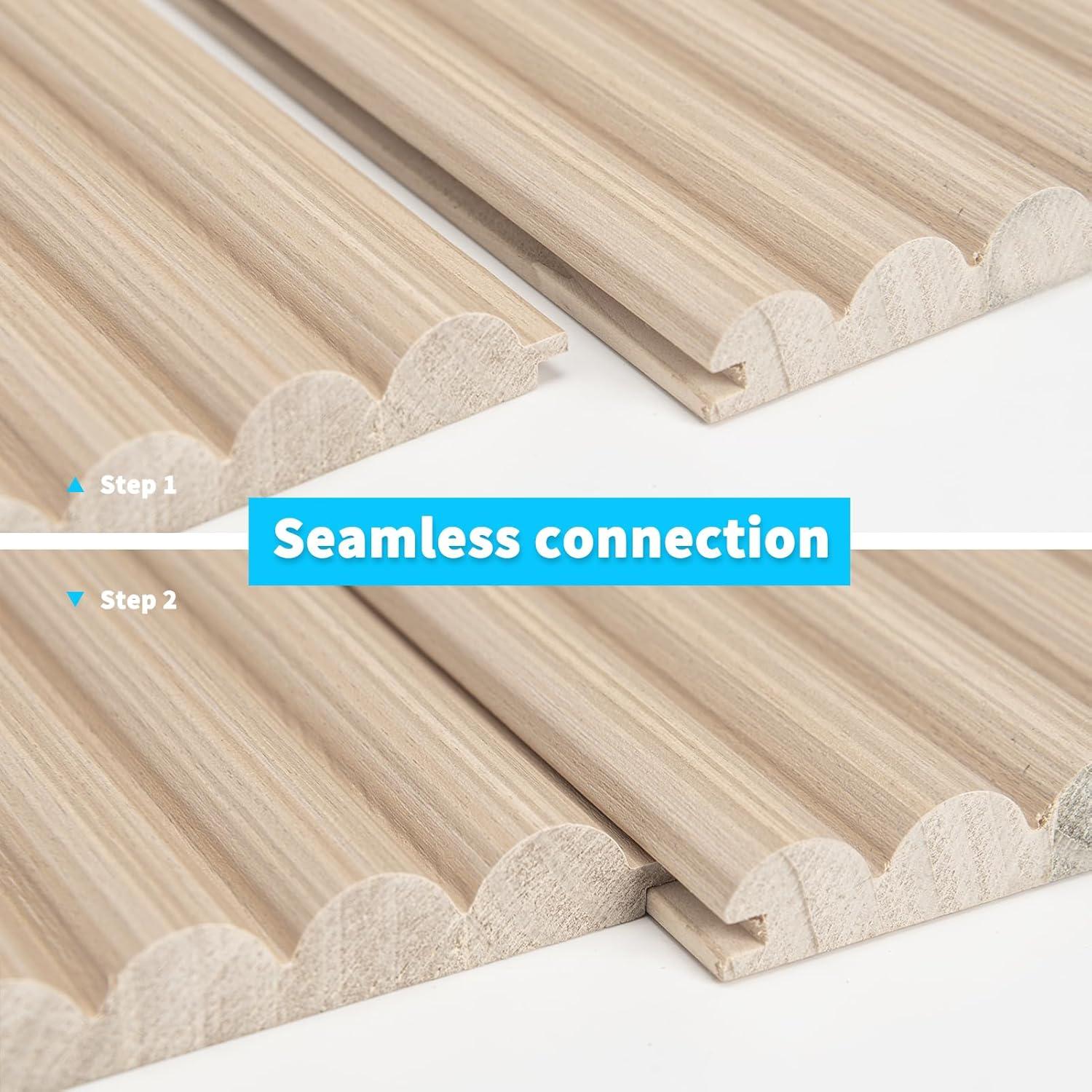 imageArt3d Slat Wood Wall Paneling for Interior and Ceiling Decoration  Pack of 4pcs  1pc EndTrim Size 108 x 57in OakBeaded Ashtree