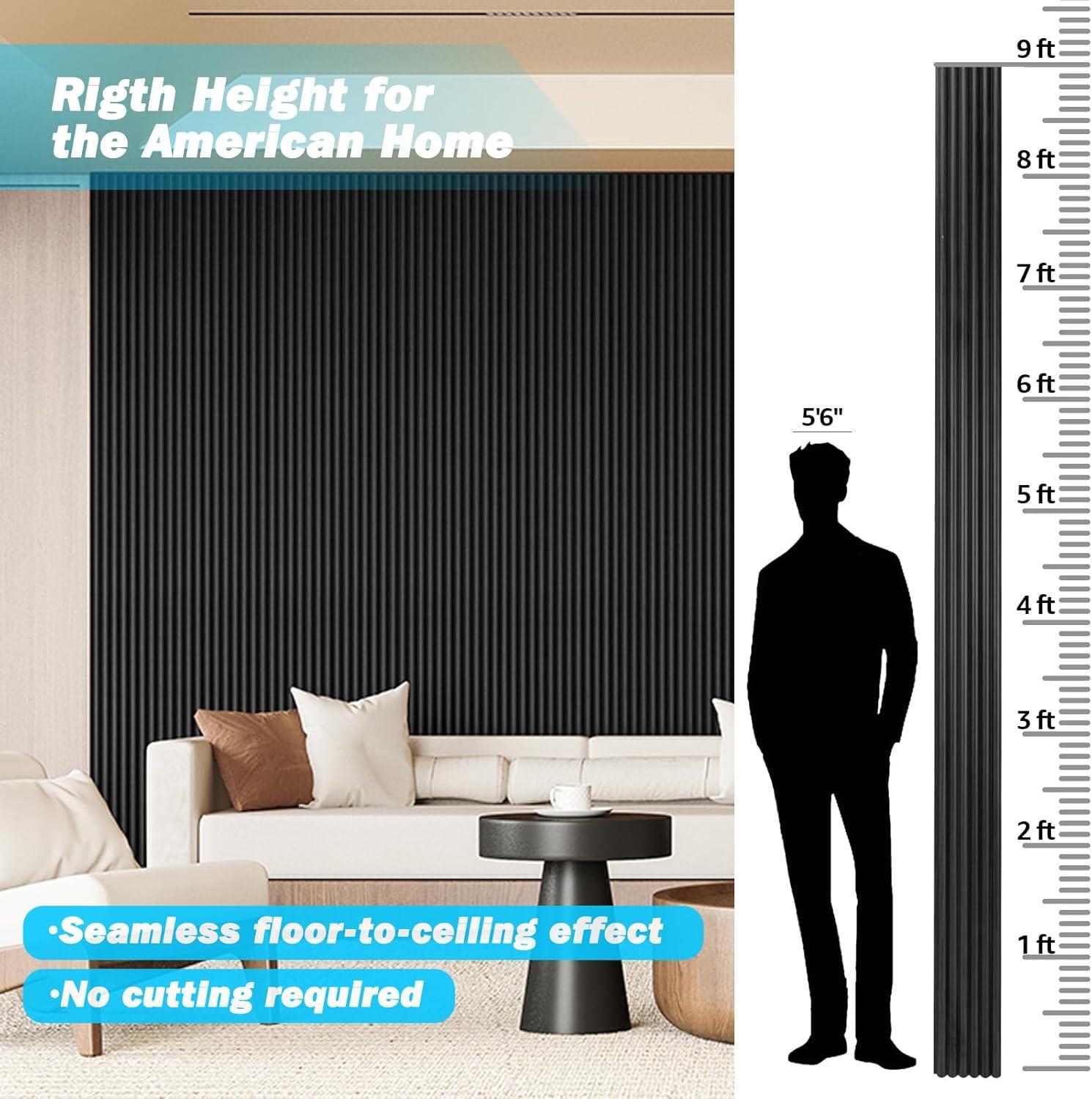 imageArt3d Slat Wood Wall Paneling for Interior and Ceiling Decoration  Pack of 4pcs  1pc EndTrim Size 108 x 57in OakBeaded Black