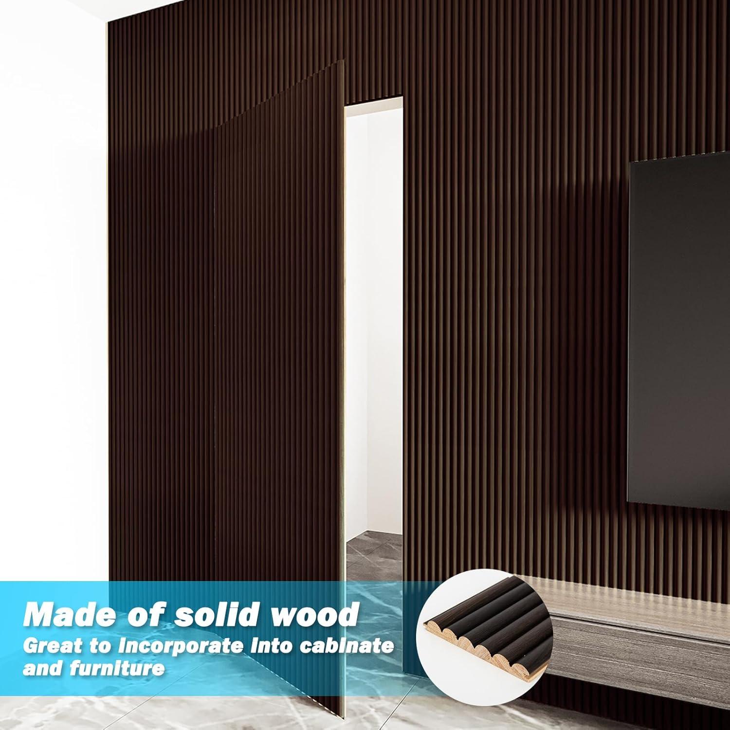 imageArt3d Slat Wood Wall Paneling for Interior and Ceiling Decoration  Pack of 4pcs  1pc EndTrim Size 108 x 57in OakBeaded Smoked Oak