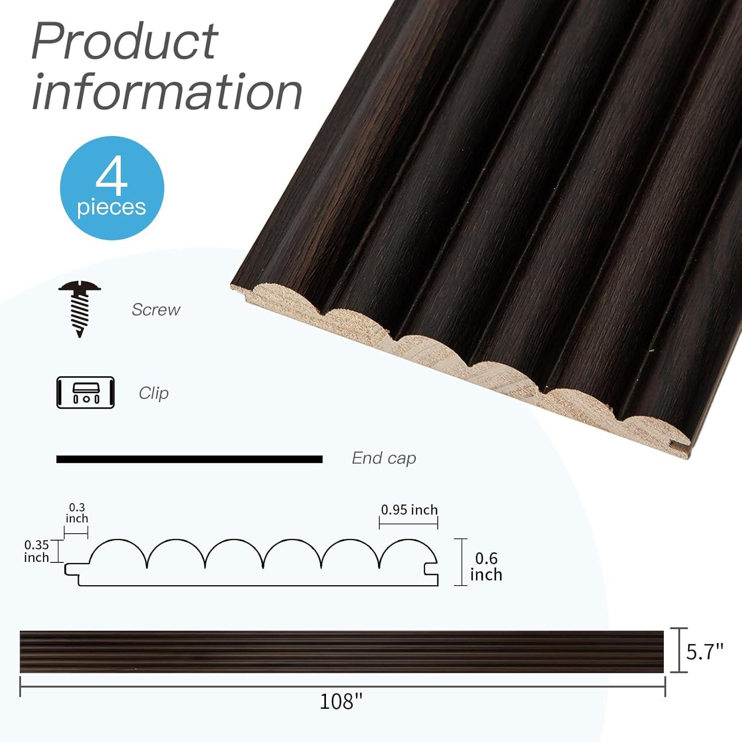 imageArt3d Slat Wood Wall Paneling for Interior and Ceiling Decoration  Pack of 4pcs  1pc EndTrim Size 108 x 57in OakBeaded Smoked Oak