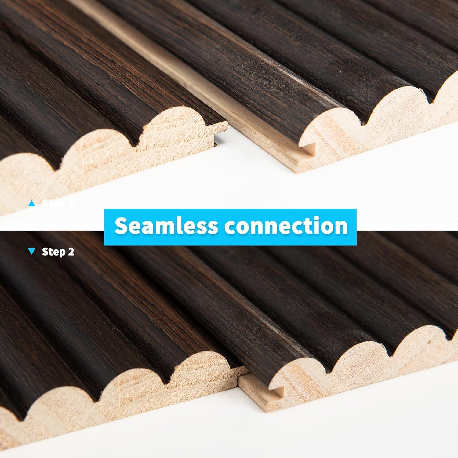 imageArt3d Slat Wood Wall Paneling for Interior and Ceiling Decoration  Pack of 4pcs  1pc EndTrim Size 108 x 57in OakBeaded Smoked Oak